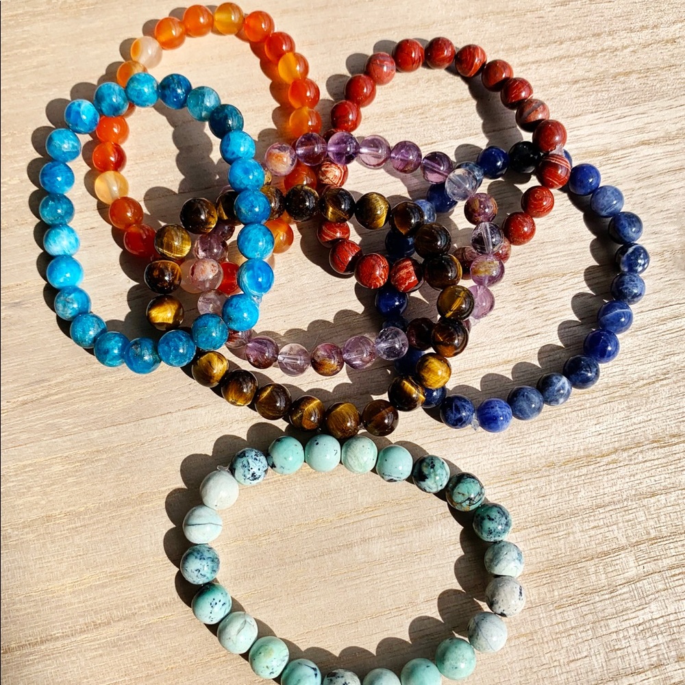 Chakra Bracelet Gemstone Set 7 Bracelets Handmade - Picture 2 of 9